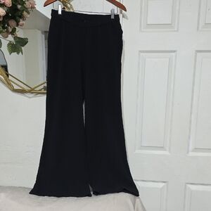 Hatch Black Elastic-Waist Wide-Leg Pants Size 1 (S)